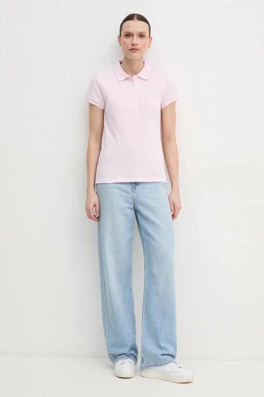 Polo tričko Tommy Hilfiger WW0WW45429 ružová SS25