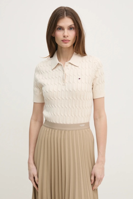 Bavlněný svetr Tommy Hilfiger béžová WW0WW45210