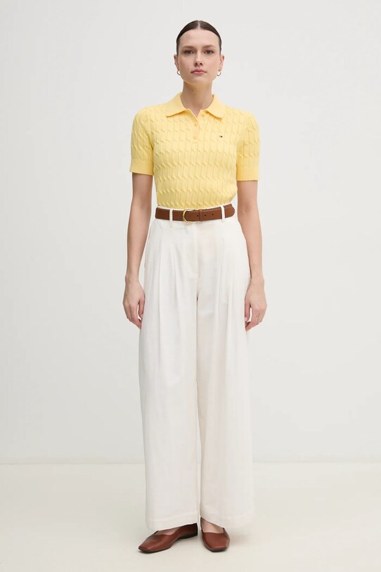 Tommy Hilfiger maglione in cotone WW0WW45210 giallo SS25