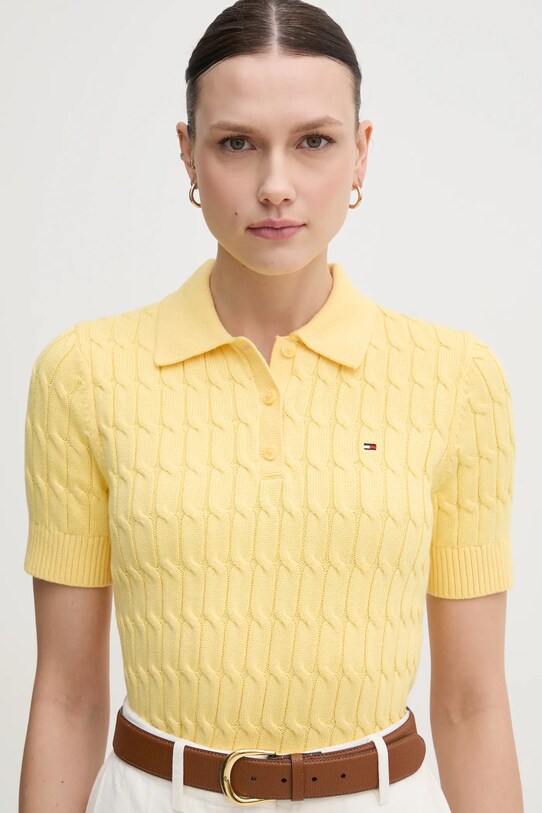 Tommy Hilfiger maglione in cotone giallo WW0WW45210
