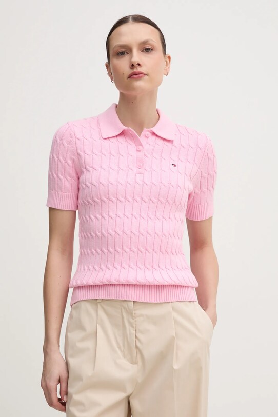Бавовняний светр Tommy Hilfiger бавовна рожевий WW0WW45210