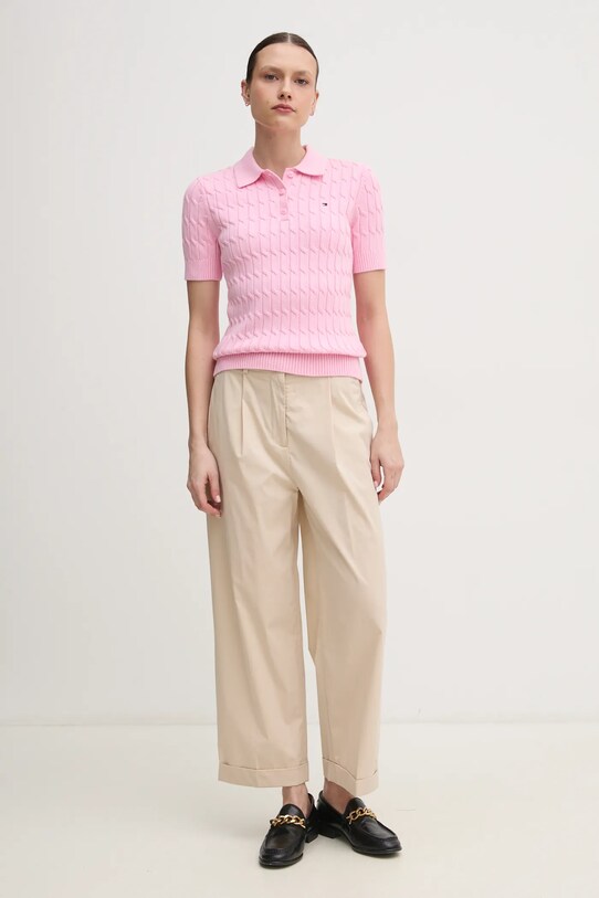 Бавовняний светр Tommy Hilfiger WW0WW45210 рожевий SS25