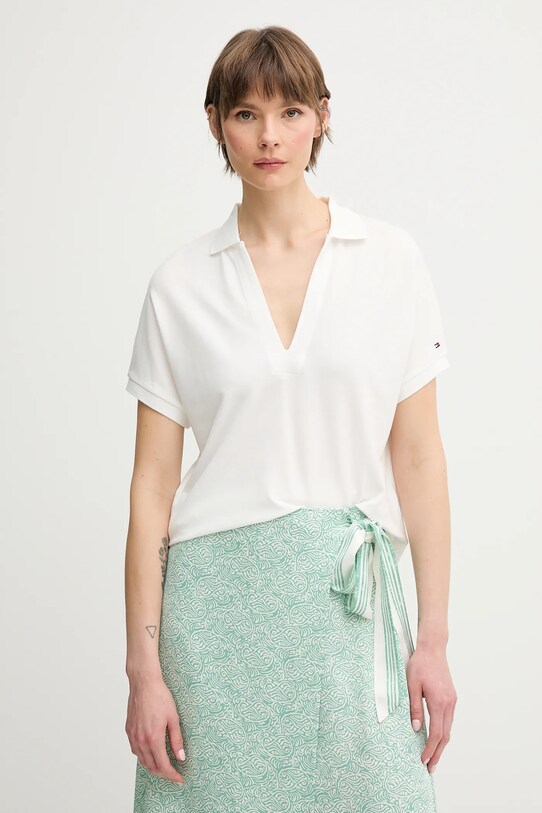 Tommy Hilfiger poló elasztánnal fehér WW0WW44512