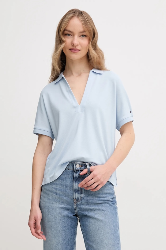Поло Tommy Hilfiger с эластаном голубой WW0WW44512
