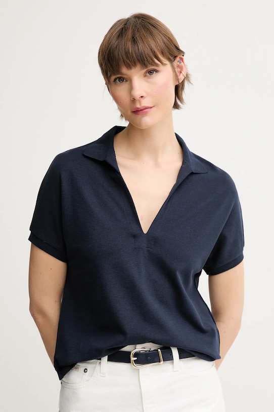 Polo tričko Tommy Hilfiger s elastanem námořnická modř WW0WW44512