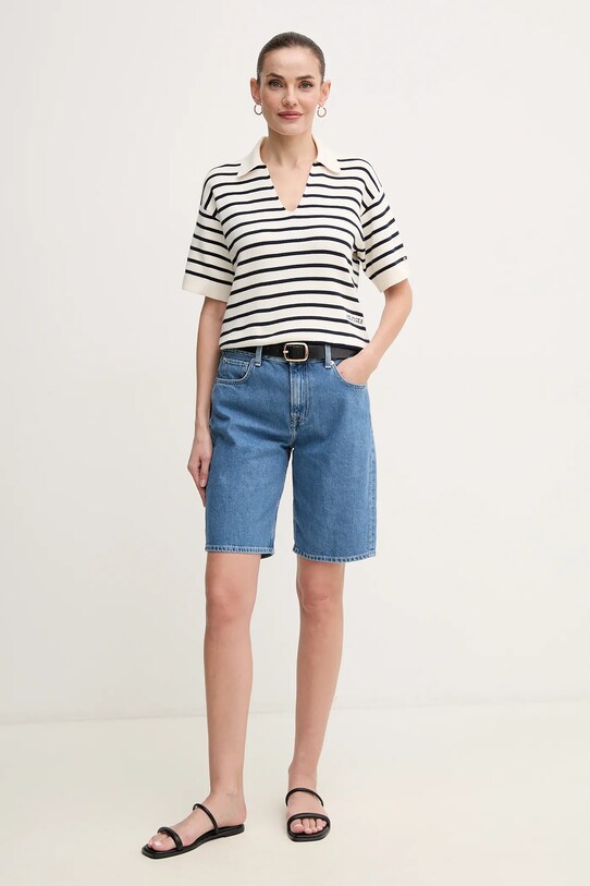 Tommy Hilfiger sweter bawełniany WW0WW45400 beżowy SS25