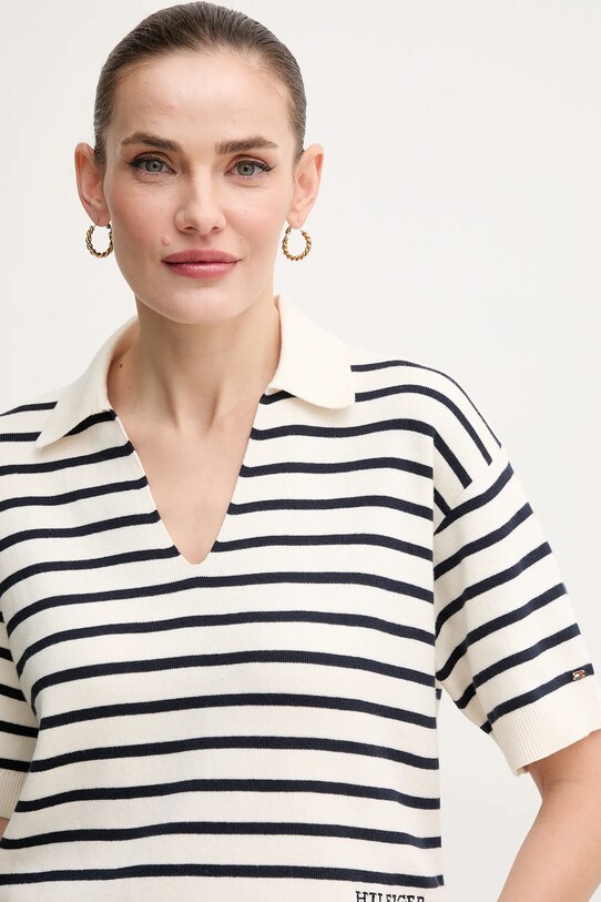 Tommy Hilfiger sweter bawełniany beżowy WW0WW45400