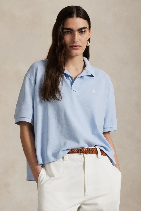 Bavlněné polo tričko Polo Ralph Lauren Wimbledon Collection propínací modrá 211970411