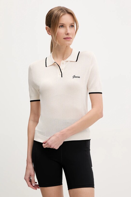 Guess tricou polo fixat bej V5GP00.Z3D60