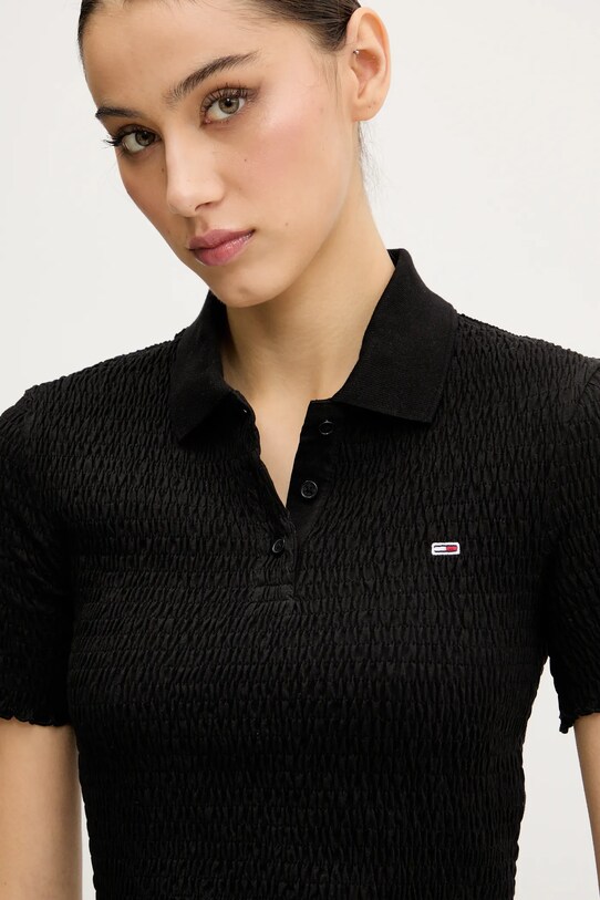 Тениска с яка Tommy Jeans черен DW0DW20296