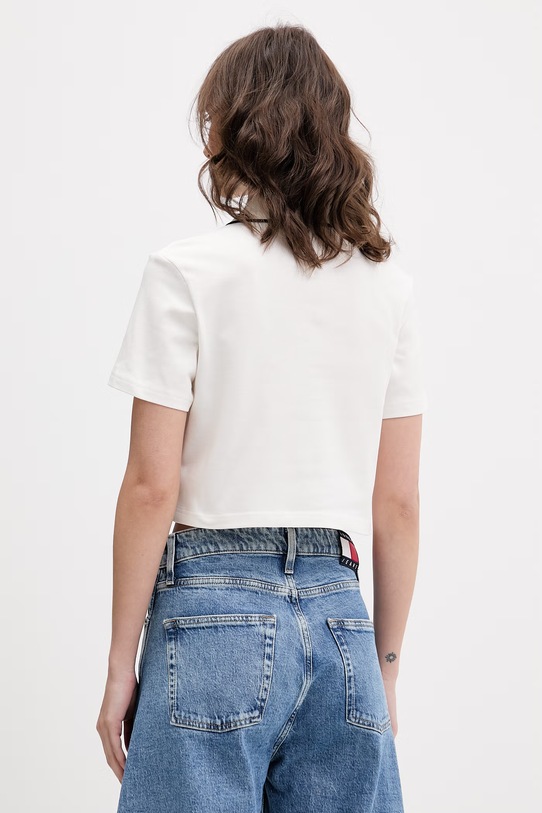 Odzież Tommy Jeans polo damskie bawełniane z elastanem DW0DW21363 beżowy