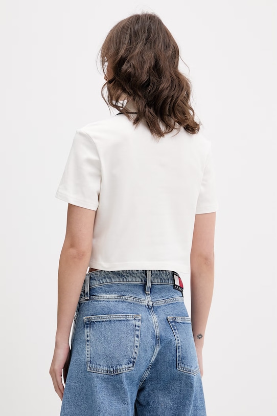 Odzież Tommy Jeans polo damskie bawełniane z elastanem DW0DW21363 beżowy