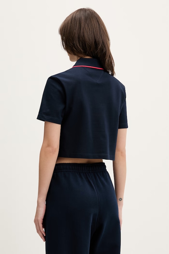 Odzież Tommy Jeans polo damskie bawełniane z elastanem DW0DW21363 granatowy