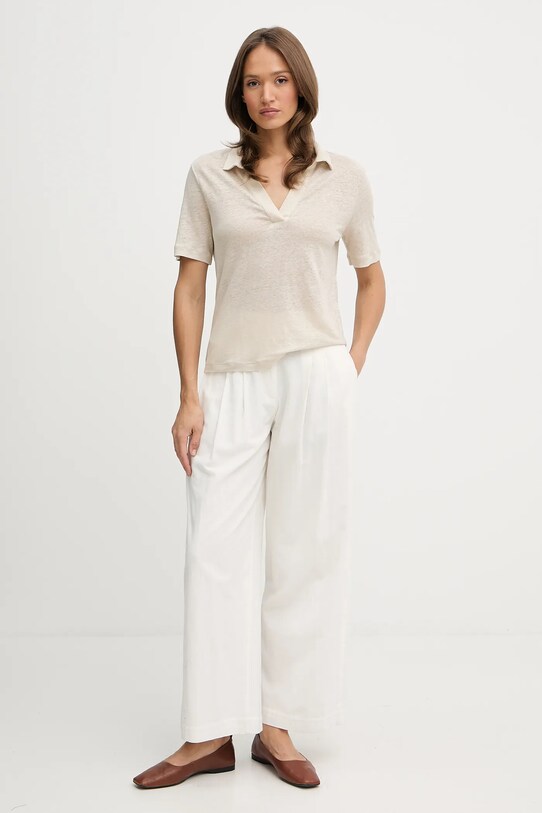 Lanena polo majica United Colors of Benetton 37UJD300Y bež SS25