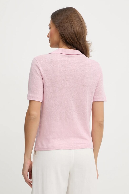 Oblačila Lanena polo majica United Colors of Benetton 37UJD300Y roza