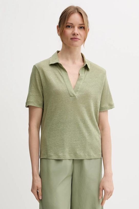 United Colors of Benetton polo in lino semplice verde 37UJD300Y