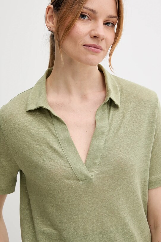 United Colors of Benetton polo in lino verde 37UJD300Y