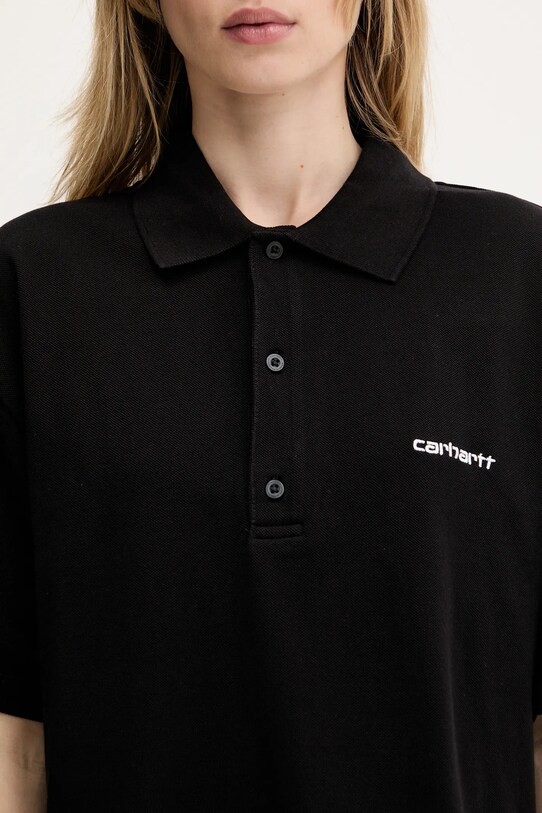 Bavlnené polo tričko Carhartt WIP S/S Carhartt Script Polo TS čierna I034553.89XX