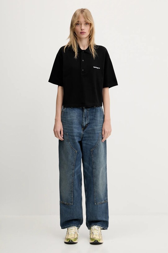 Bavlnené polo tričko Carhartt WIP S/S Carhartt Script Polo TS I034553.89XX čierna