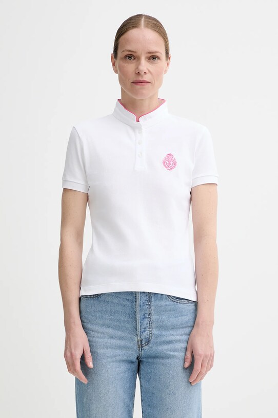 The Kooples polo bawełniane bawełna biały FPOC30011K
