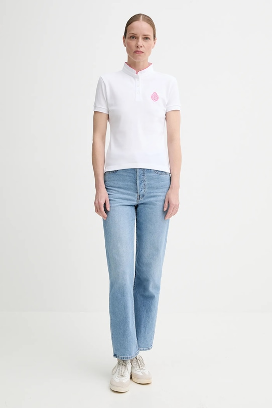 The Kooples polo de bumbac FPOC30011K alb SS25