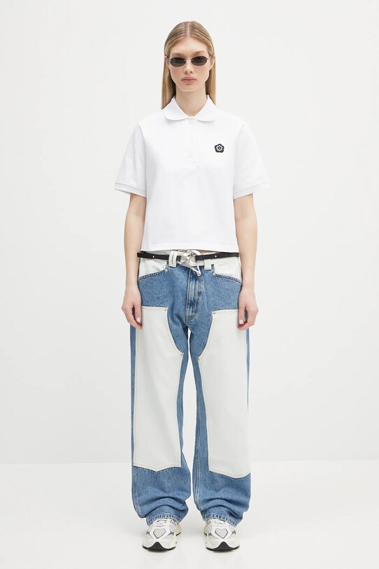 Bavlnené polo tričko Kenzo Boke Flower 2.0 FF52TS1604SB.01 biela