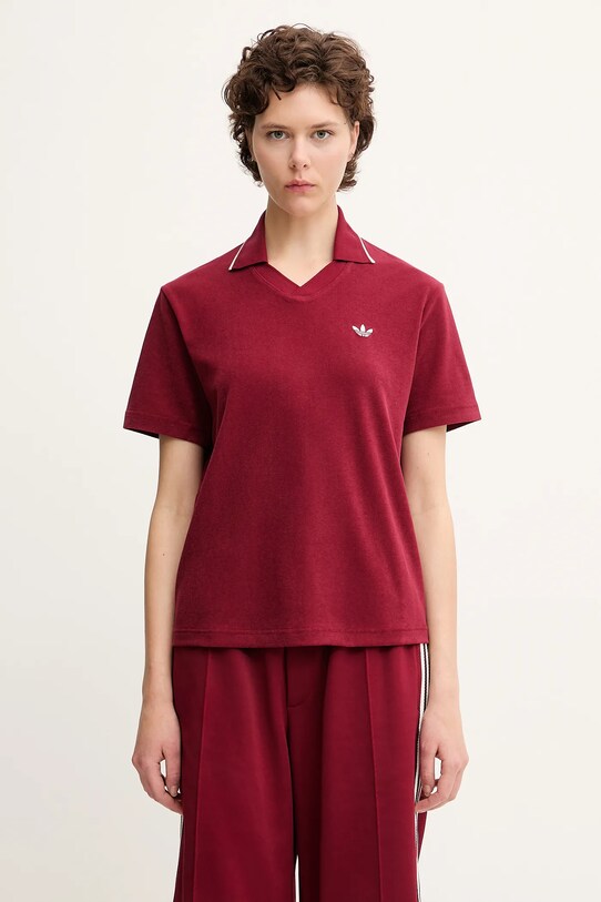 adidas Originals polo bawełniane x Wales Bonner Terry Terry gładkie czerwony JW1122