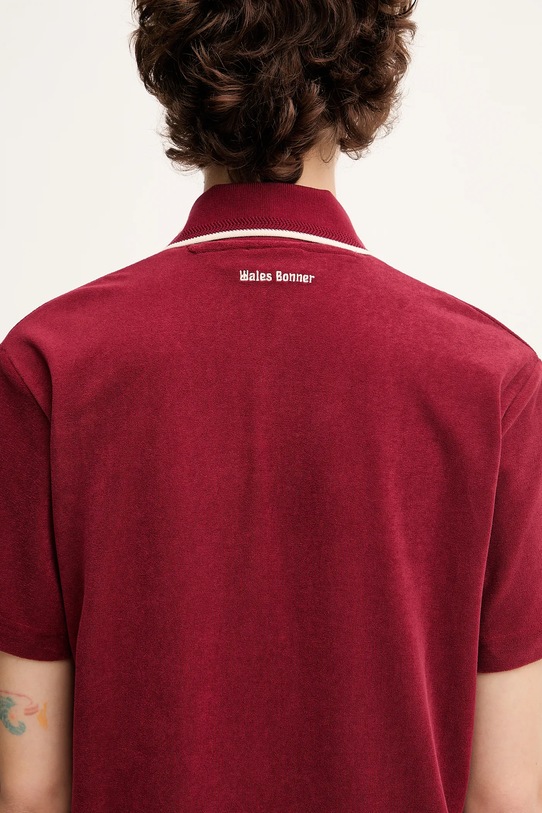 Памучна тениска с яка adidas Originals x Wales Bonner Terry Terry червен JW1122