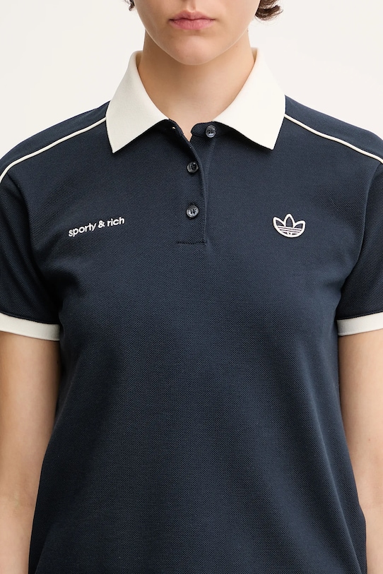 Тениска с яка adidas Originals x Sporty & Rich Polo тъмносин JL7198