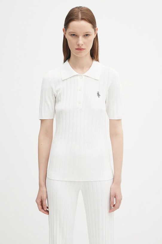Πόλο Sporty & Rich Src Ribbed Polo slim μπεζ WS069620305WH37