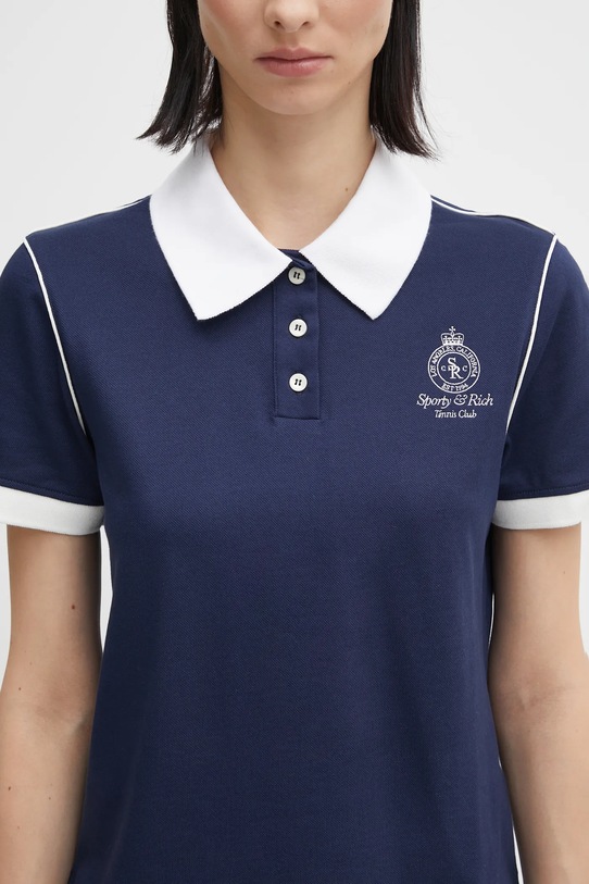 Sporty & Rich polo Crown 70S Pique granatowy TO057621304BL107
