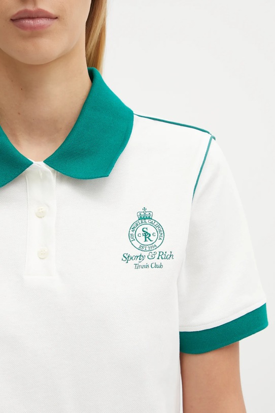 Sporty & Rich polo Crown 70S Pique biały TO057621304WH27