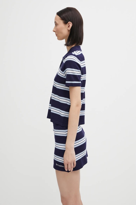 Sporty & Rich polo Serif Logo Silk Pique Cropped Polo TO076621300BL121 granatowy AW25