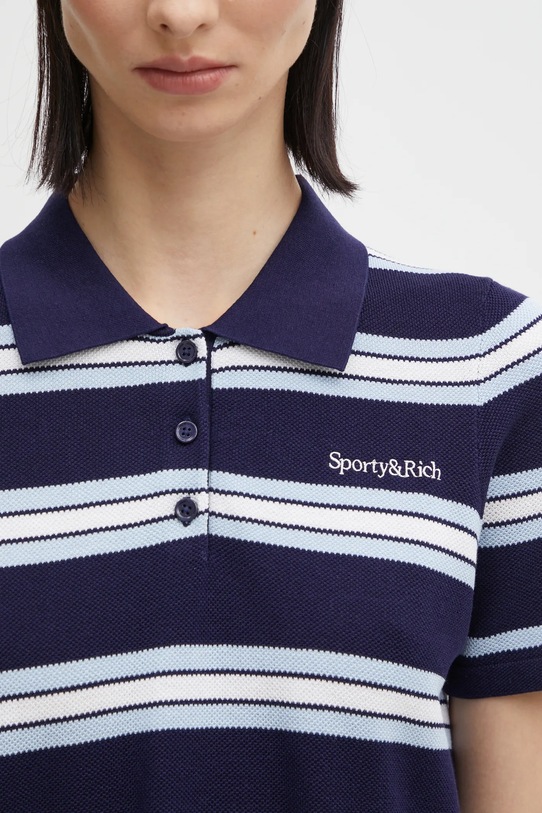 Sporty & Rich polo Serif Logo Silk Pique Cropped Polo granatowy TO076621300BL121