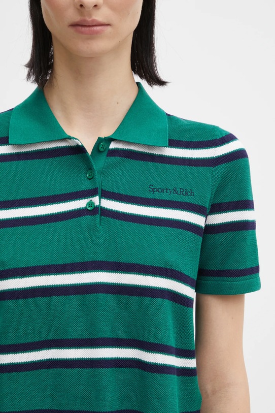 Sporty & Rich polo z dodatkiem jedwabiu Serif Logo Silk Pique Cropped Polo zielony TO076621300GR50