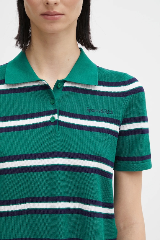 Sporty & Rich polo shirt with added silk Serif Logo Silk Pique Cropped Polo green TO076621300GR50