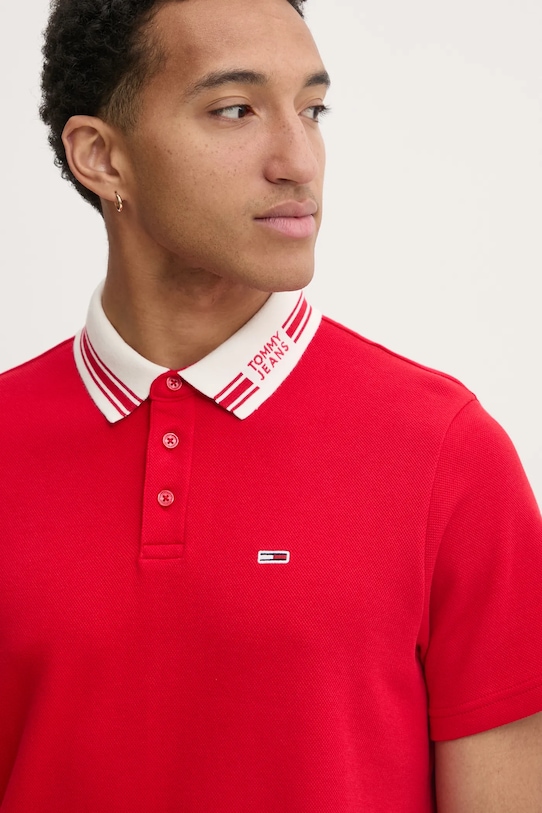 Tommy Jeans tricou polo rosu DM0DM20225