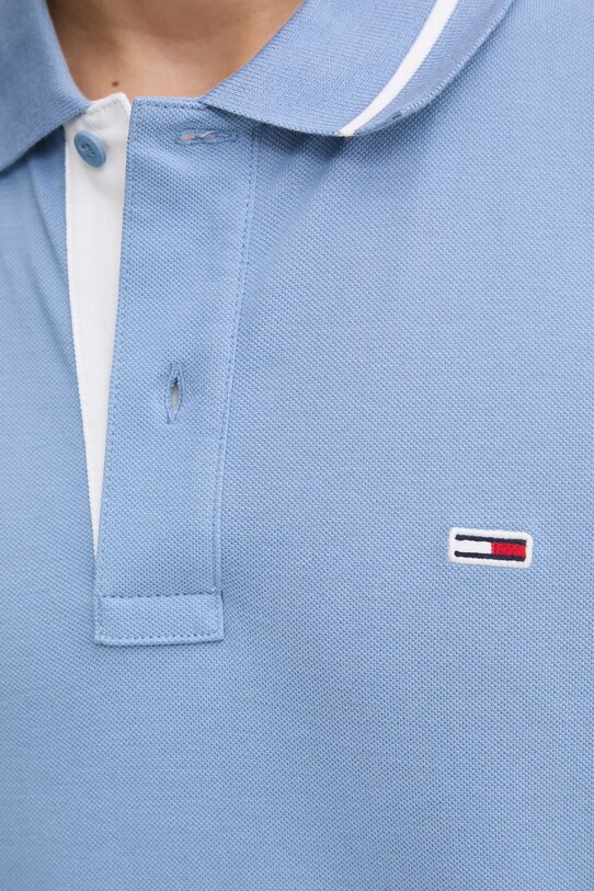 Хлопковое поло Tommy Jeans DM0DM20745 голубой