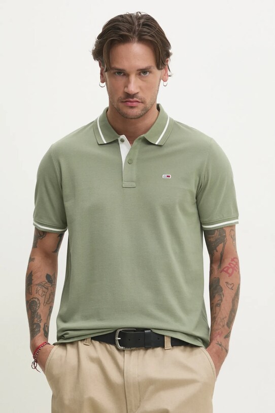 Tommy Jeans polo de bumbac regular verde DM0DM20745