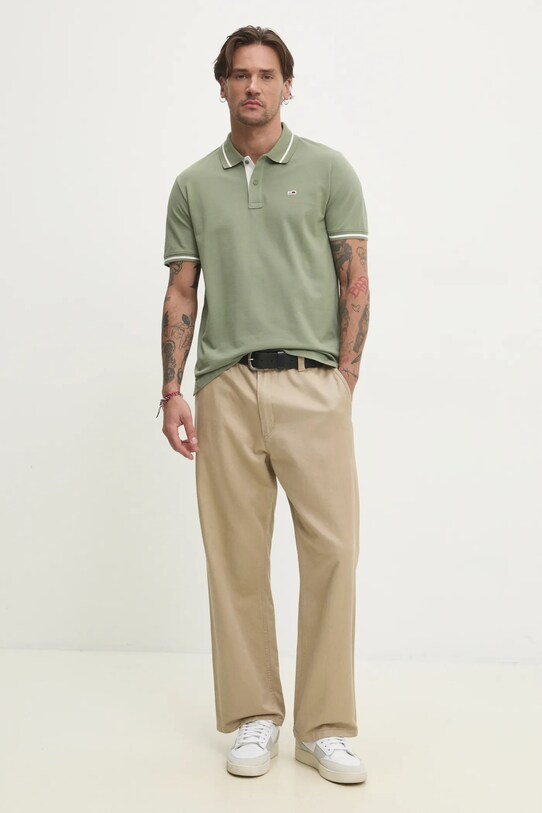 Tommy Jeans polo de bumbac DM0DM20745 verde SS25
