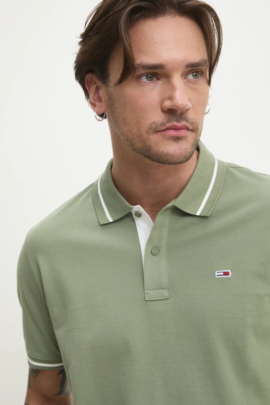 Tommy Jeans polo de bumbac verde DM0DM20745