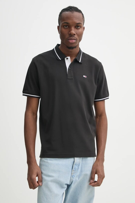 Хлопковое поло Tommy Jeans хлопок чёрный DM0DM20745