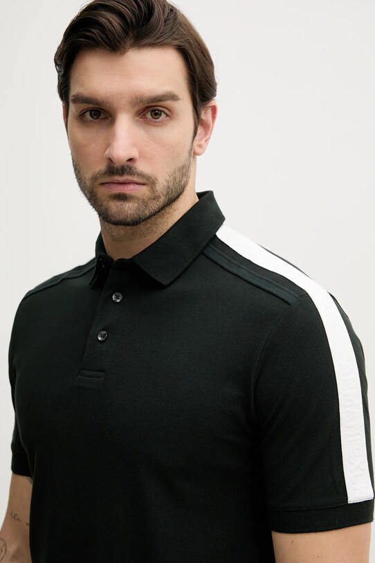 Памучна тениска с яка Armani Exchange щампа зелен XM000307.AF10366