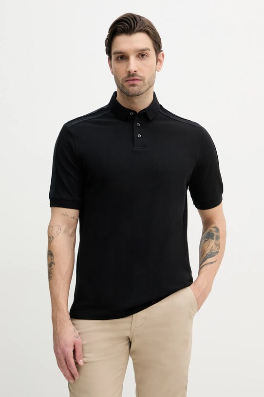 Памучна тениска с яка Armani Exchange щампа черен XM000307.AF10366