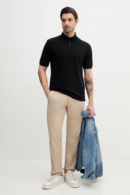 Памучна тениска с яка Armani Exchange XM000307.AF10366 черен SS25