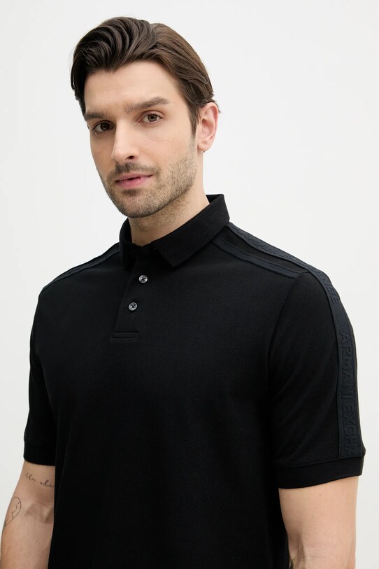 Памучна тениска с яка Armani Exchange черен XM000307.AF10366