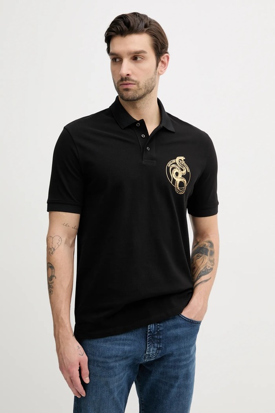 Armani Exchange polo bawełniane nadruk czarny XM000215.AF10366