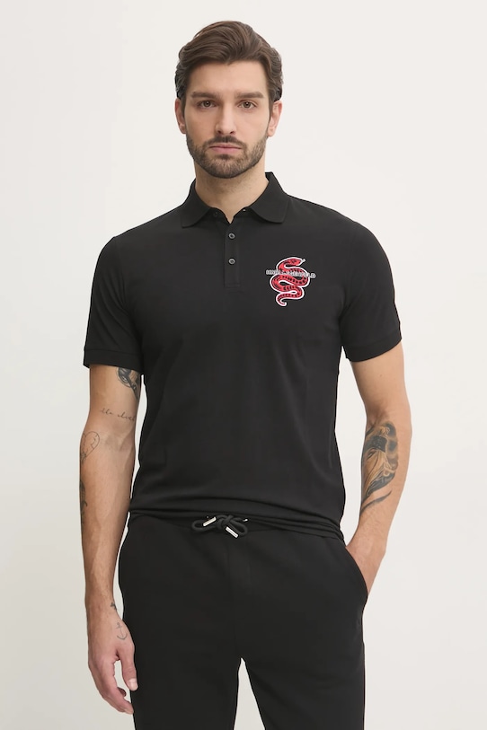 Bavlnené polo tričko Karl Lagerfeld nášivka čierna 551225.745400