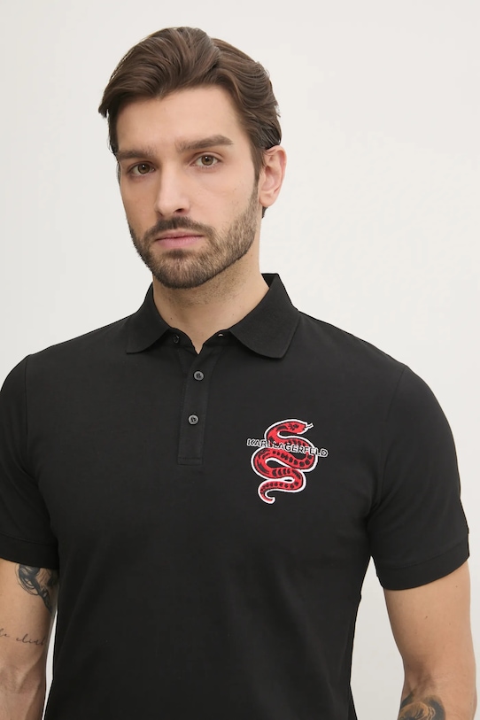 Bavlnené polo tričko Karl Lagerfeld čierna 551225.745400