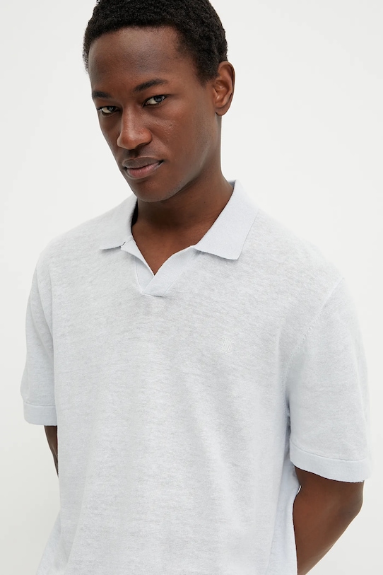 Les Deux polo in lino blu LDM310120